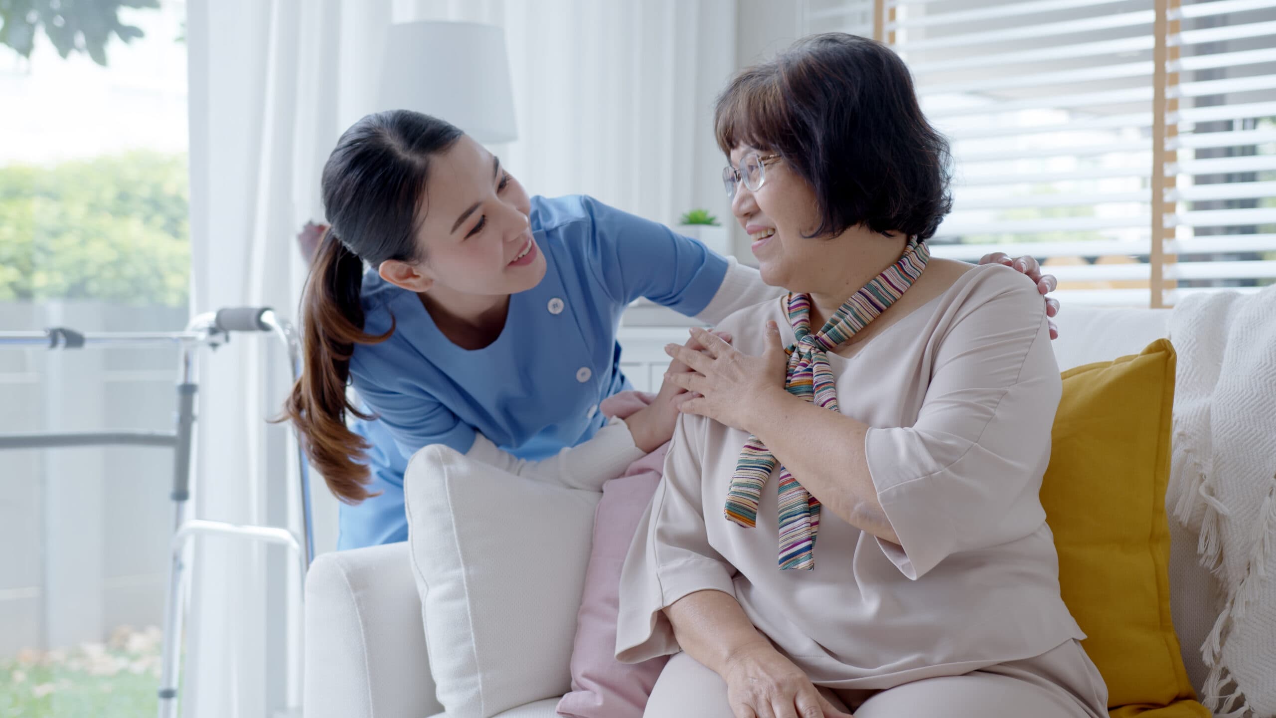 Nurse providing quality home care services to a senior patient
